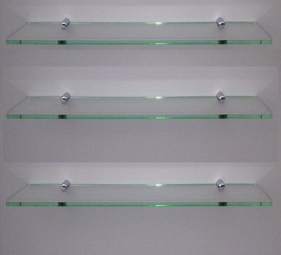 Glass effect acrylic shelf with silver fitting modern shelving