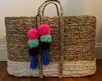 Bohemian Pom Pom Tassel Accessories, Purse Pom Pom, Basket Pom Pom