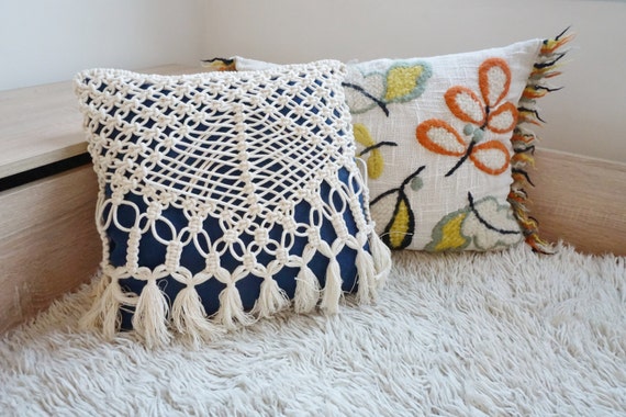 Macrame Pillow Cover for Boho Home Decor, Wedding Decor, Decorative Pillow Cover, Cushion Cover, Housewarming Gift for Her