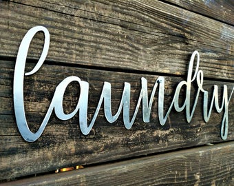 Laundry Sign, Laundry Room Decor, Laundry Sign, Farmhouse Sign, Shabby chic, metal words, wooden words, wall words, farmhouse Decor, Metal