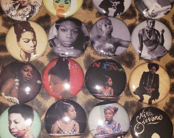 16 Pin Button set Nina Simone 1 inch Buttons