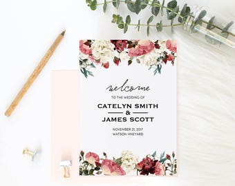 Wedding Program Book Template, Printable Wedding Program, Catholic Wedding Program, Instant Download Editable PDF Rustic Flower #SPP002pk