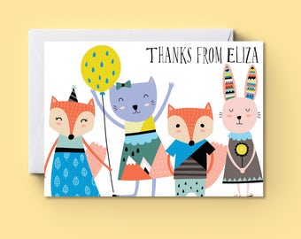 Personalised Thank you cards, Thank you cards Baby shower, Animal cards, Thank you cards set, Thank you cards bulk, Thank you cards pack