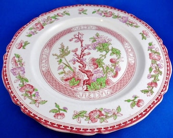 W.R. Midwinter Ltd. Staffordshire England Red Transferware India Tree DINNER PLATE 10-1/8"
