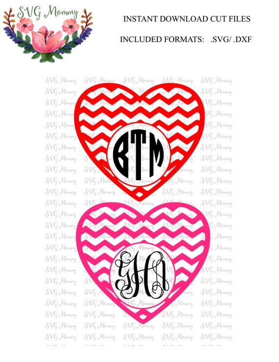 Download Monogram Chevron Heart Valentine's Day SVG cut file