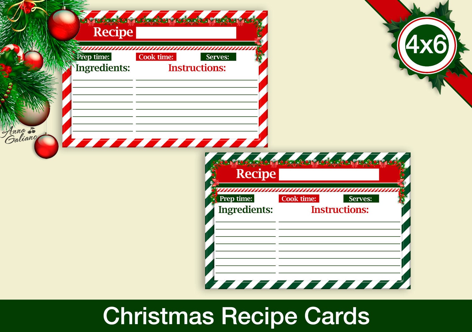 free editable recipe cards 4x6
