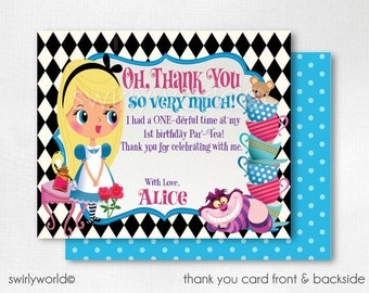 Alice in ONEderland Thank You Cards, Alice in Wonderland Thank You Notes, Alice in Onederland Invitation Set, Alice Tea Party, DI-579TY