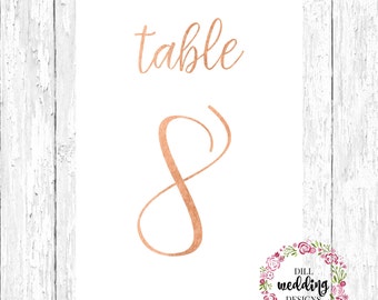 metallic table numbers // rose gold wedding table numbers // silver foil table numbers // gold table numbers // custom table numbers