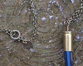 Blue Titanium Quartz Crystal 9mm Bullet Casing L0023