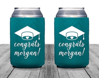 Graduation Can Coolers, Personalized Coolies, Bachelor Party, Neoprene, Tailgate, Beer Huggers, Graduation Coolies, Class of 2017, 1263