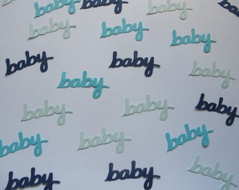 Shades of Blue Baby Confetti - Blue Baby Shower Decorations - Boy Baby Shower Decorations - Baby Shower Confetti - Word Confetti Decor