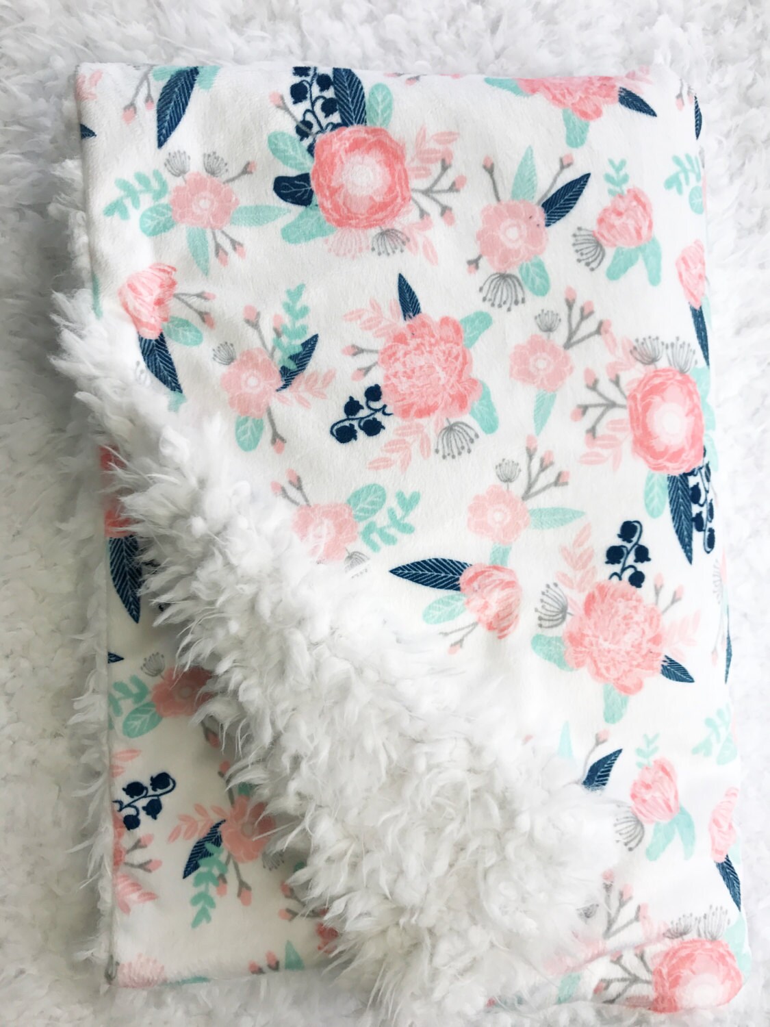 Baby Blanket Minky Baby Blanket Boho Baby Blanket Floral