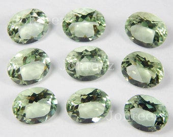 10 pieces Natural Green amethyst faceted cut oval shape loose gemstone