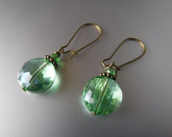 Green Crystal Vintage Earrings