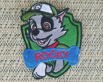 Rocky inspired iron on patch, Paw Patrol iron on patch inspired