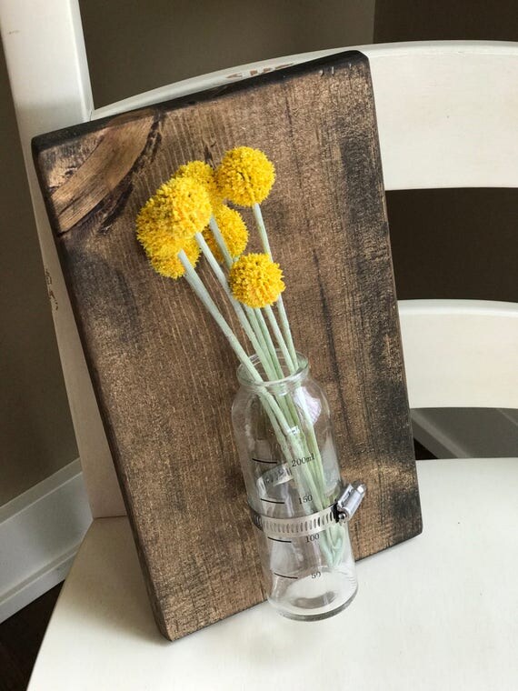 Items similar to Glass Beaker Vase, beaker vase wall decor, flower vase