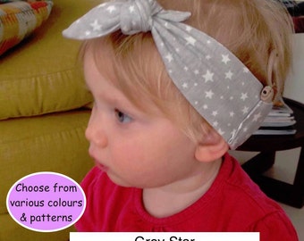 Girls Tie headband for cochlear implant - custom made to size