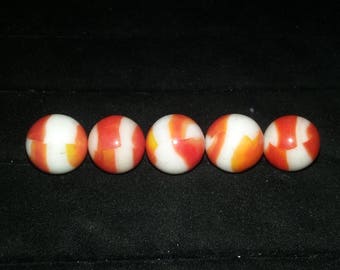 5- Vintage Marble king marbles 5/8" - Red Rainbow