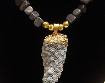 Beautiful blue coral necklace and pendant