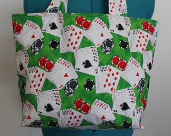 Poker Casino Print Pattern Leather Tote Bag