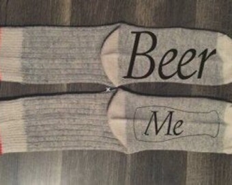 Beer me Socks - wife birthday, husband birthday, christmas, if you can read this socks, beer socks, funny gift, dad gift