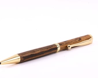 Turned Pen | Slimline Pen | Ballpoint | Bocote Wood | Hand Carved |