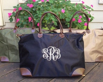 Monogrammed Nylon Weekender/Overnight Tote Bag -- Perfect For Weekends, Gym, Sports, Or Outings!