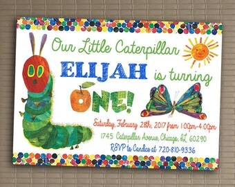 Very Hungry Caterpillar Invitation, You Print Invitation, Very Hungry Caterpillar Birthday, Very Hungry Caterpillar Themed Invitation