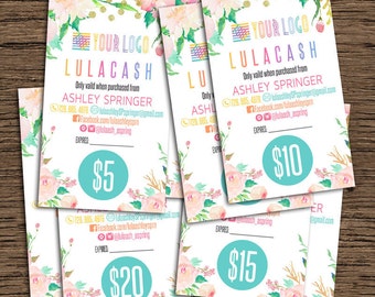 Floral Cash Card, Home Office Approved, Fashion Consultant Digital Cards, For Fashion Retailer, Customized Cards, 3,5x2 Inches Cash Card