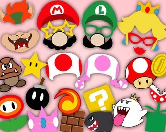 Printable Super Mario Run Photo Booth Props, Super Mario Birthday Party Photo Booth Props, Printable Super Mario Bros Photobooth Props 0054