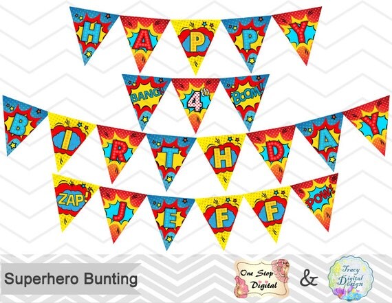 Printable Superhero Banner Superhero Birthday Party Banner