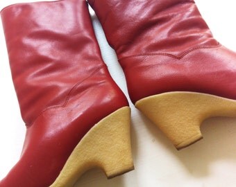 Boots 36 VinTage BoOts SizE 3 WedGes slouCh retro HiPsTer