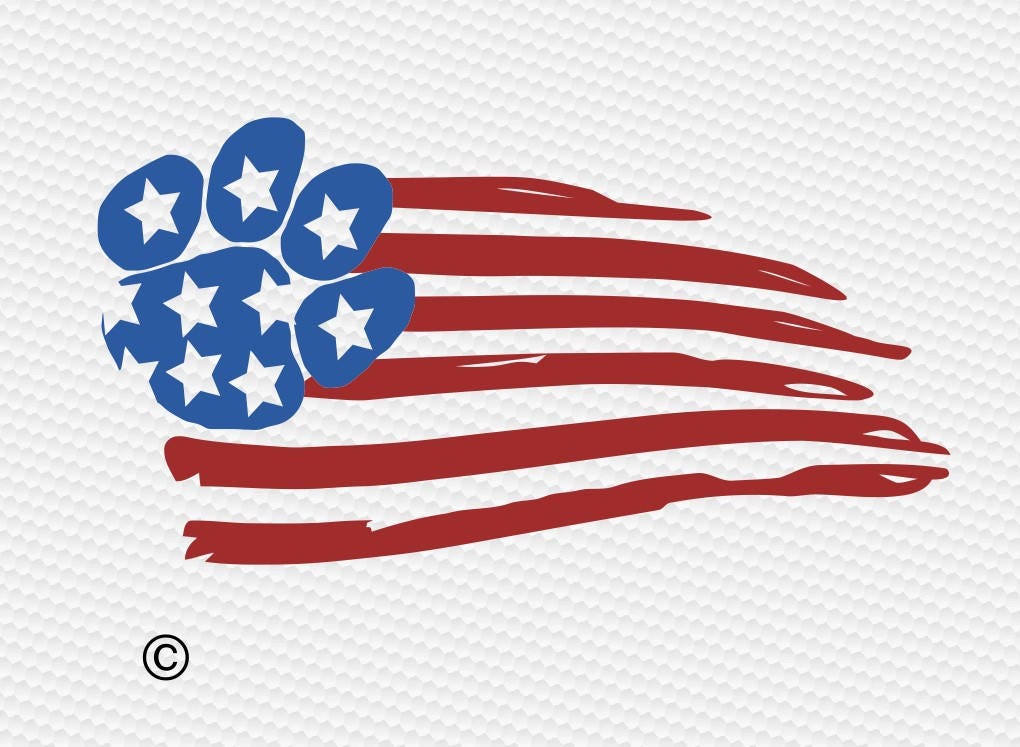 Download american flag paw dog SVG Clipart Cut Files Silhouette Cameo