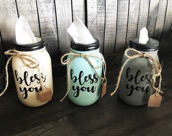 Mason jar tissue holder, tissue holder, kleenex holder, mason jar decor, mason jar bathroom