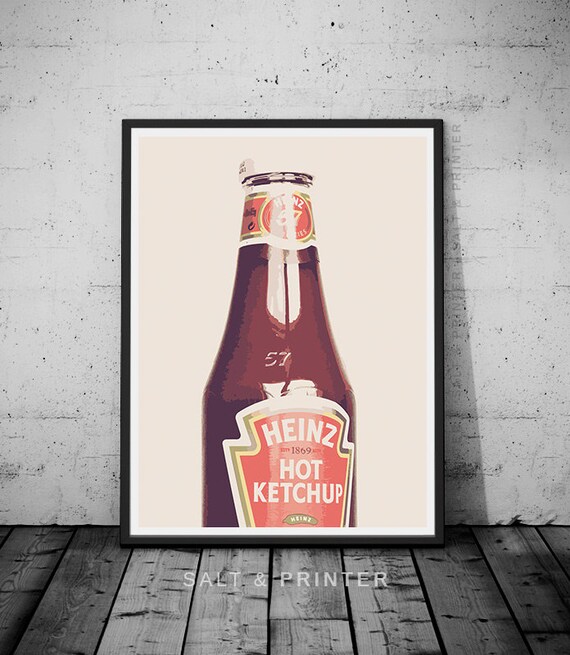 Ketchup print ketchup wall art ketchup poster by SaltAndPrinter
