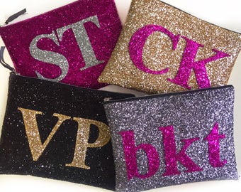 Personalised Large Glitter Monogram Clutch Bag, Letter Bag, Alphabet Bag, Monogram Clutch, Initial Bag, Sparkly Evening Clutch Bag, Wedding
