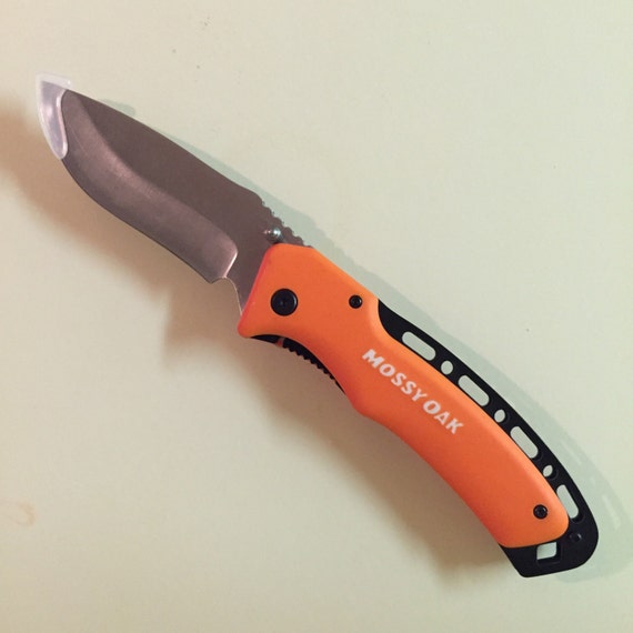 Edc Mossy Oak Pocket Knife Orange Blaze Handle By Yesterdaystech