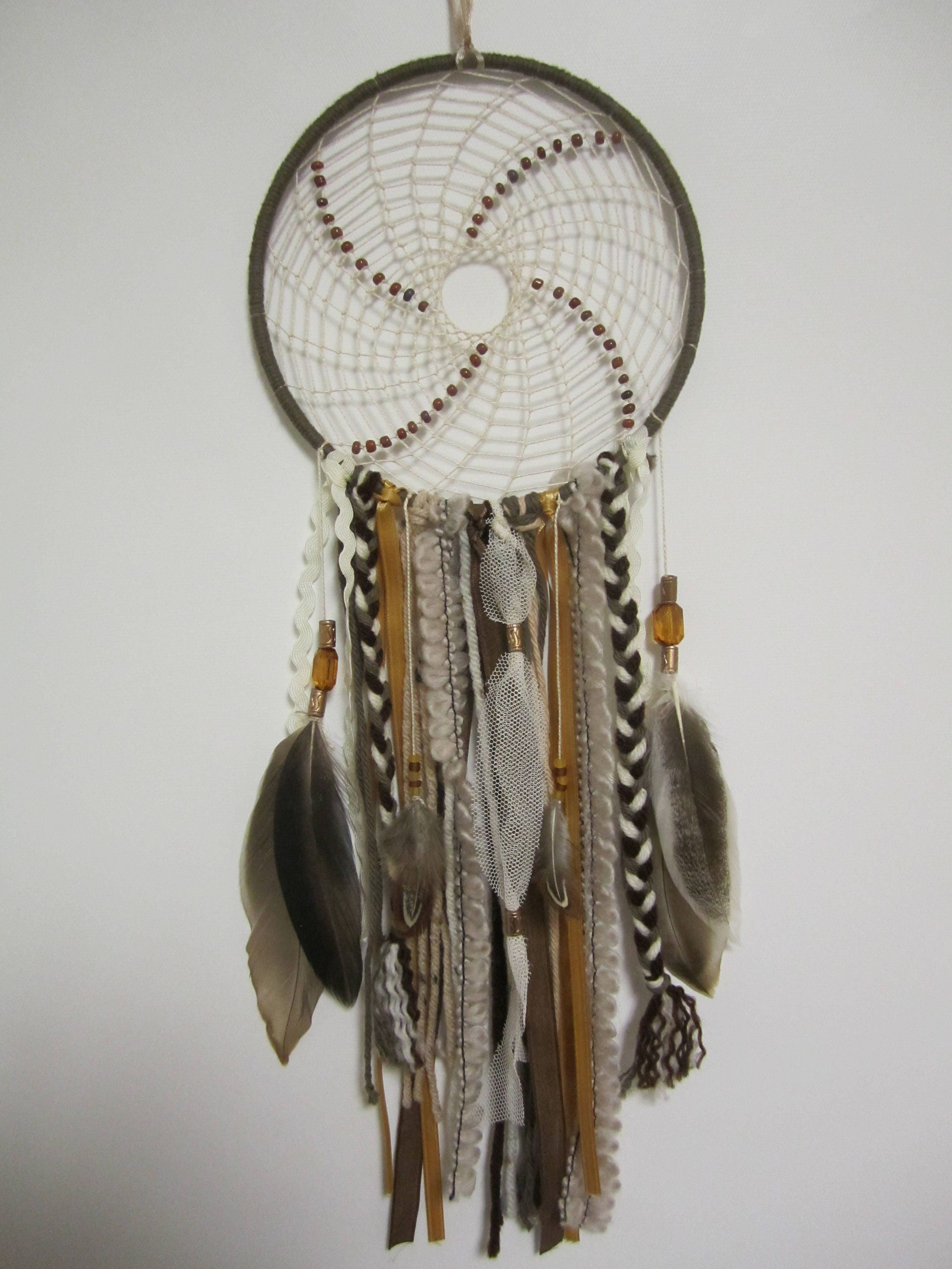 Brown Beaded Native Dreamcatcher brown beaded dreamcatcher