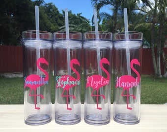 Personalized Flamingo Skinny Tumbler | Bachelorette Tumbler | Flamingle Tumbler