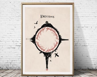 The Lord Of The Rings Ring Trilogy Minimal Alternative Minimalist Artwork Graphic Film Movie Print Poster Art Deco