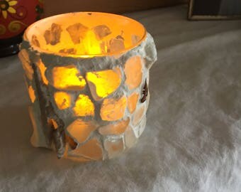 Sea glass candle votive