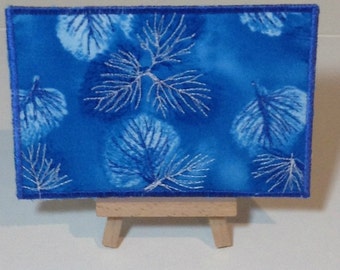 Fibre Art Thread Painted Postcard.