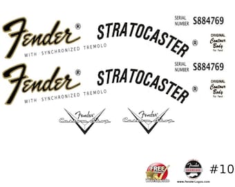 Fender Stratocaster Guitar Decal Waterslide Headstock Restoration Decal logo #10