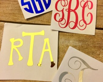 Monogram car decal / chrome car decal/ Monogram chrome stickers / Yeti cup decals / Yeti decals / gold foil decal / reflective decal