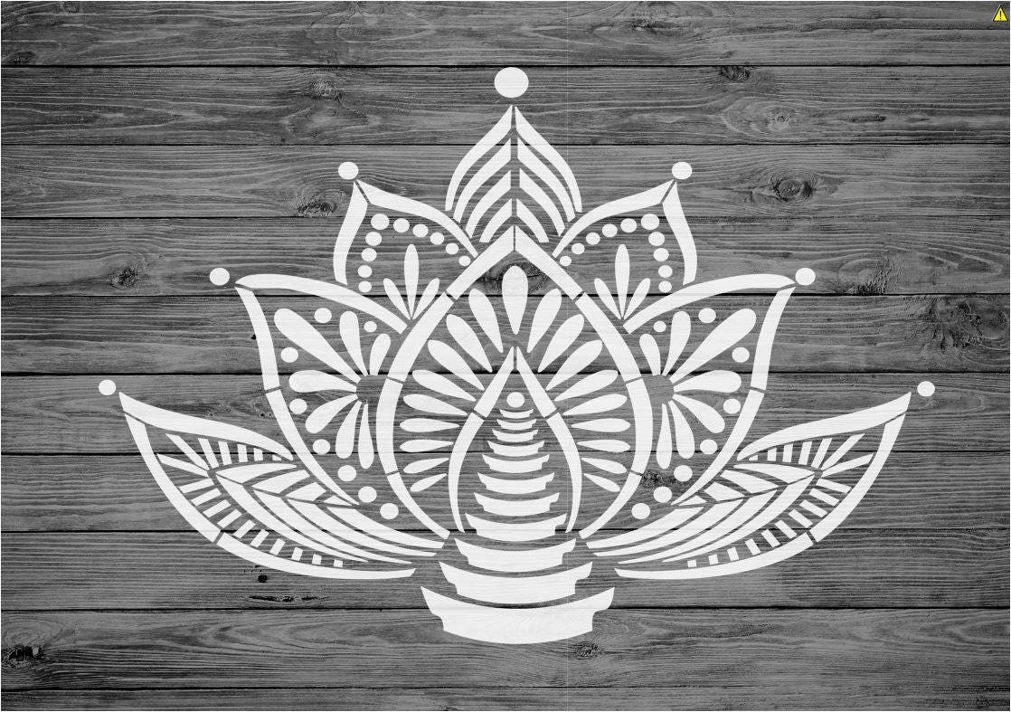 Download STENCIL LOTUS FLOWER Mandala mylar reusable shabby chic