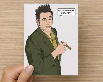 Kramer - Seinfeld - Funny Greeting card - Birthday - Pop culture - Jerry Elaine George - Celebration - Funny Kramer Card - Handmade