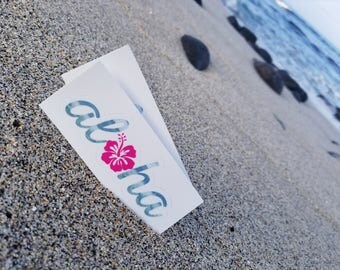 Laptop Sticker, Aloha Stickers, Aloha Hibiscus, Aloha, Tumblr Stickers, Vinyl Sticker, Gift for Her, Best Friend Gift, Summer 2017, Waves