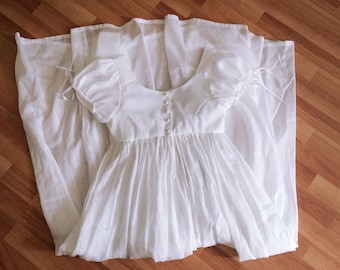 Regency dress. White cotton dress. Empire dress. Dress 1800s. Day dress