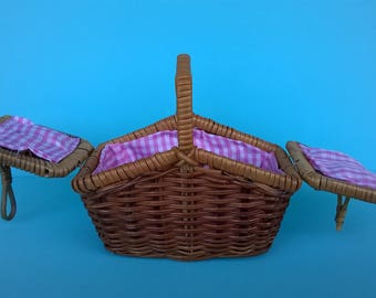 vintage small rattan basket for children in french vintage style,french vintage mini picnic basket, storage basket for children/ dolls