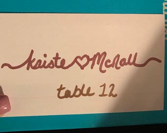 Wedding Place Card "heartbeat" look